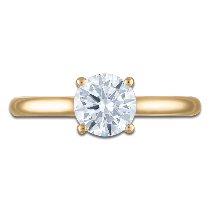 Main Image 3 of Round-Cut Lab-Grown Diamond Solitaire Plus Engagement Ring 1 ct tw 18K Yellow Gold (VS2/F)