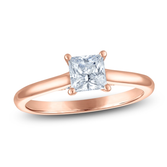 Princess-Cut Lab-Grown Diamond Solitaire Plus Engagement Ring 7/8 ct tw 18K Rose Gold (VS2/F)