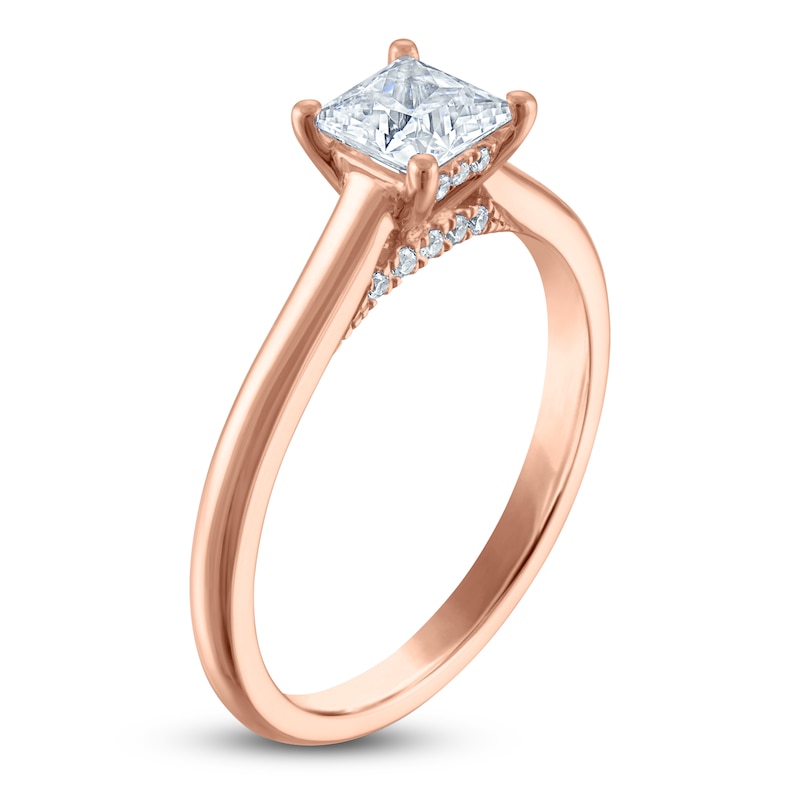 Main Image 2 of Princess-Cut Lab-Grown Diamond Solitaire Plus Engagement Ring 7/8 ct tw 18K Rose Gold (VS2/F)