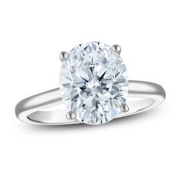 Oval-Cut Lab-Grown Diamond Solitaire Plus Engagement Ring 2-5/8 ct tw Platinum (VS2/F)