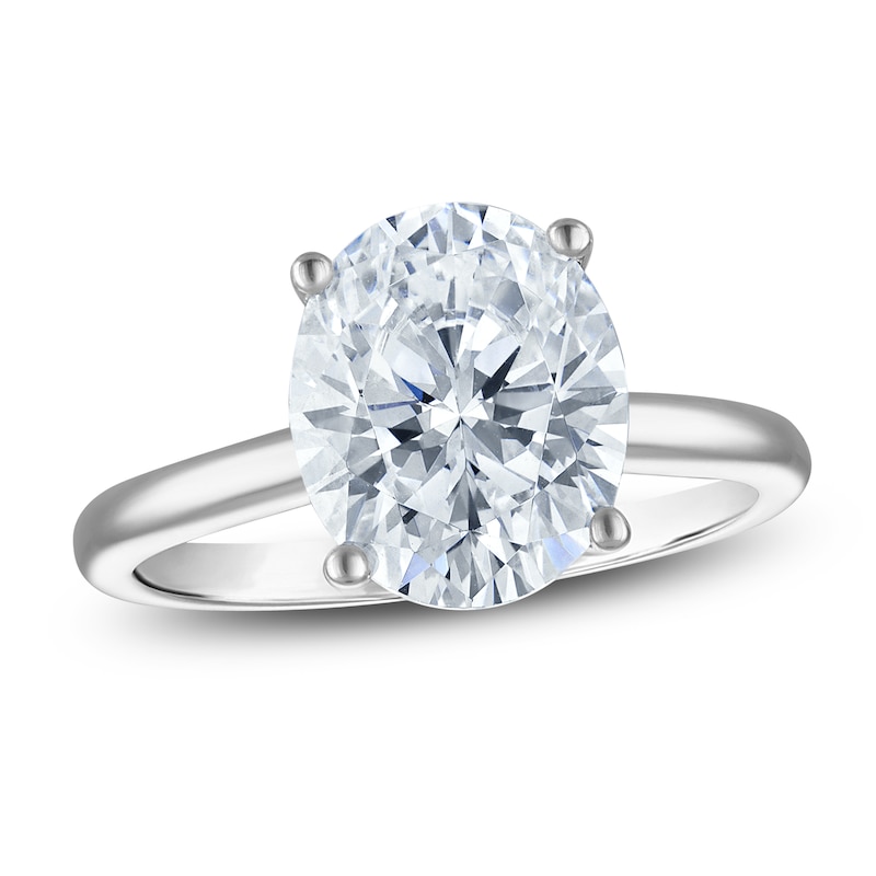 Main Image 1 of Oval-Cut Lab-Grown Diamond Solitaire Plus Engagement Ring 2-5/8 ct tw Platinum (VS2/F)