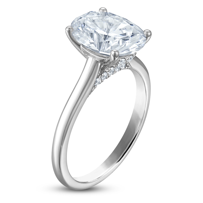 Main Image 2 of Oval-Cut Lab-Grown Diamond Solitaire Plus Engagement Ring 2-5/8 ct tw Platinum (VS2/F)