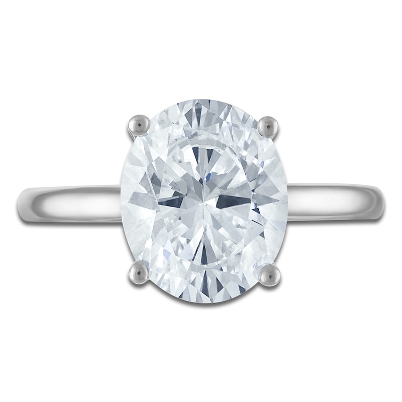 Main Image 3 of Oval-Cut Lab-Grown Diamond Solitaire Plus Engagement Ring 2-5/8 ct tw Platinum (VS2/F)