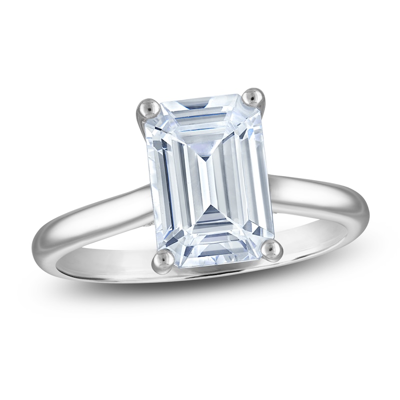 Main Image 1 of Emerald-Cut Lab-Grown Diamond Solitaire Plus Engagement Ring 2-5/8 ct tw Platinum (VS2/F)