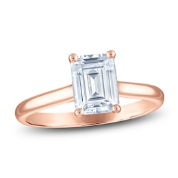 Emerald-Cut Lab-Grown Diamond Solitaire Plus Engagement Ring 1-5/8 ct tw 18K Rose Gold (VS2/F)