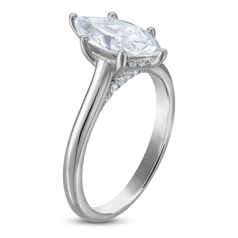 Main Image 2 of Marquise-Cut Lab-Grown Diamond Solitaire Plus Engagement Ring 1-5/8 ct tw Platinum (VS2/F)