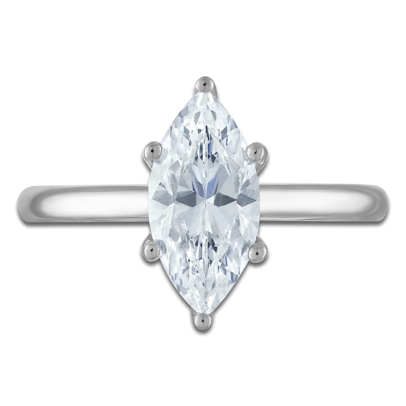 Main Image 3 of Marquise-Cut Lab-Grown Diamond Solitaire Plus Engagement Ring 1-5/8 ct tw Platinum (VS2/F)