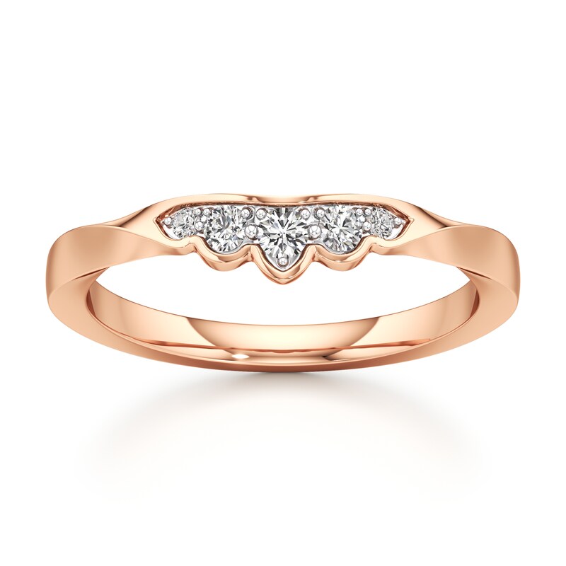 Main Image 1 of J'Lure Lab-Created Diamond Scalloped Wedding Band 1/8 ct tw 18K Rose Gold