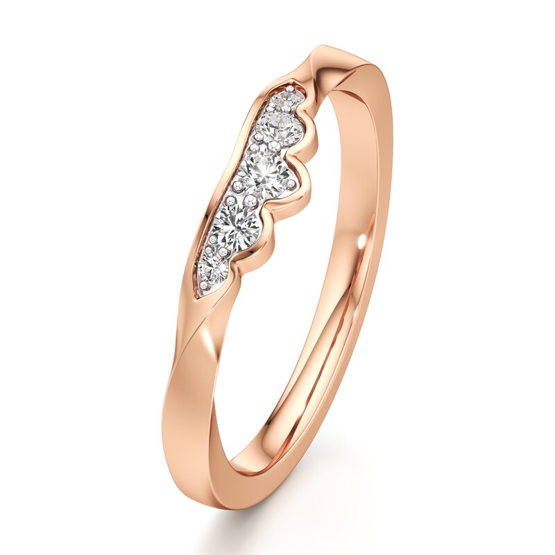 Main Image 4 of J'Lure Lab-Created Diamond Scalloped Wedding Band 1/8 ct tw 18K Rose Gold
