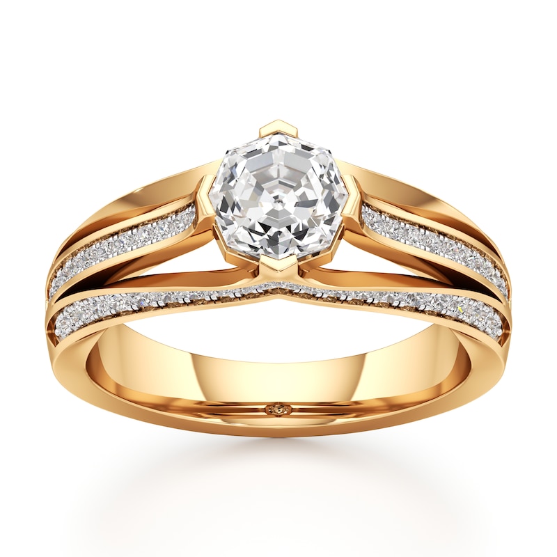 Main Image 1 of J'Lure Lab-Grown Diamond Octagon Step-Cut Engagement Ring 1-3/8 ct tw 18K Yellow Gold