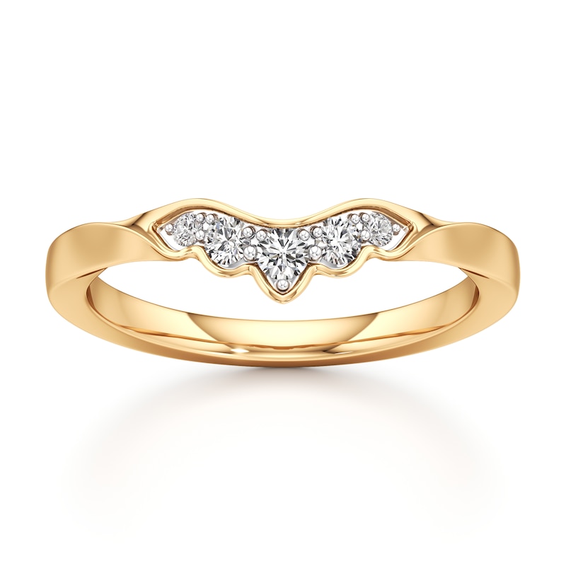 Main Image 1 of J'Lure Lab-Created Diamond Scalloped Wedding Band 1/6 ct tw 18K Yellow Gold