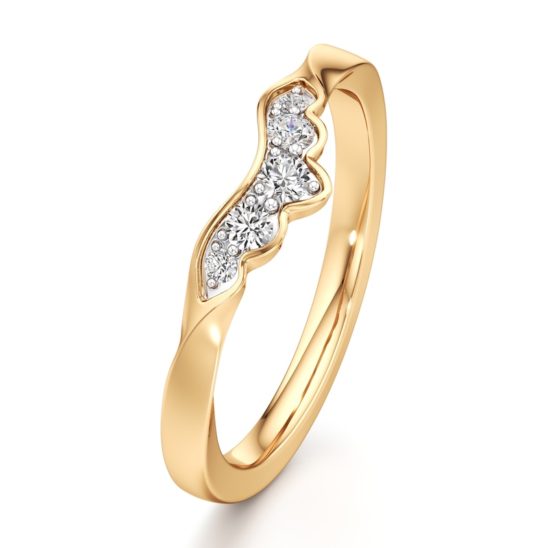 Main Image 4 of J'Lure Lab-Created Diamond Scalloped Wedding Band 1/6 ct tw 18K Yellow Gold