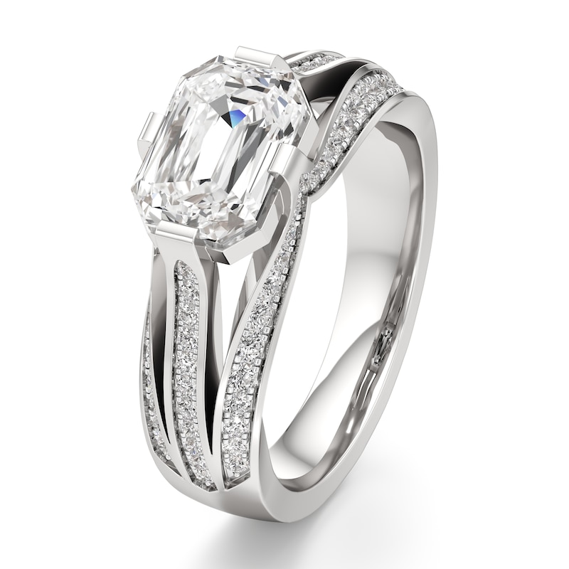 Main Image 4 of J'Lure Lab-Grown Diamond Imperial-Emerald Step-Cut Engagement Ring 2-3/8 ct tw 18K White Gold