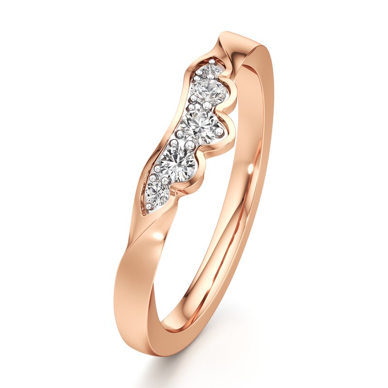 Main Image 4 of J'Lure Lab-Grown Diamond Scalloped Wedding Band 1/5 ct tw 18K Rose Gold