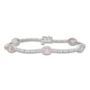 Thumbnail Image 1 of Oval-Cut Natural Morganite & White Lab-Created Sapphire Station Bracelet Sterling Silver 7"