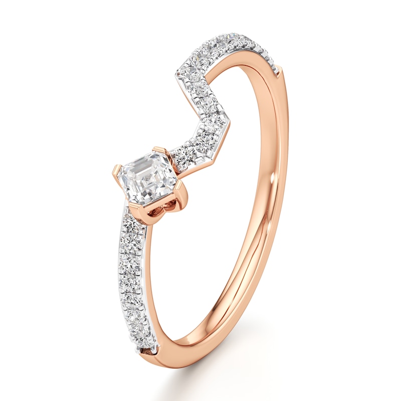 Main Image 4 of J'Lure Square-Emerald Step-Cut Lab-Grown Diamond Contour Wedding Band 3/8 ct tw 18K Rose Gold