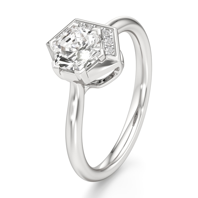 Main Image 4 of J'Lure Hexagon Brilliant-Cut Lab-Grown Diamond Half-Halo Engagement Ring 1 ct tw 18K White Gold