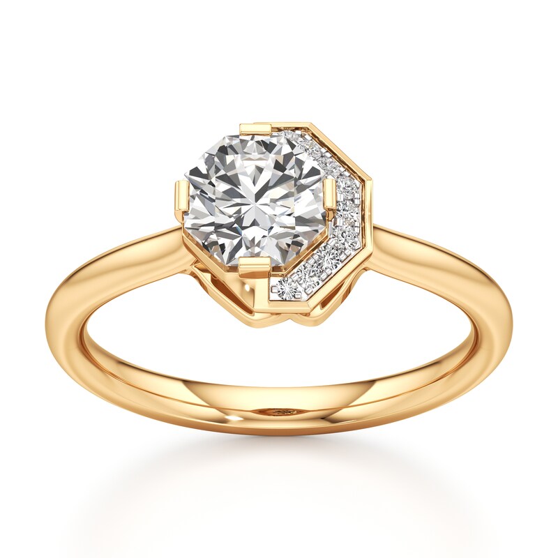 Main Image 1 of J'Lure Octagon Brilliant-Cut Lab-Grown Diamond Half-Halo Engagement Ring 1 ct tw 18K Yellow Gold