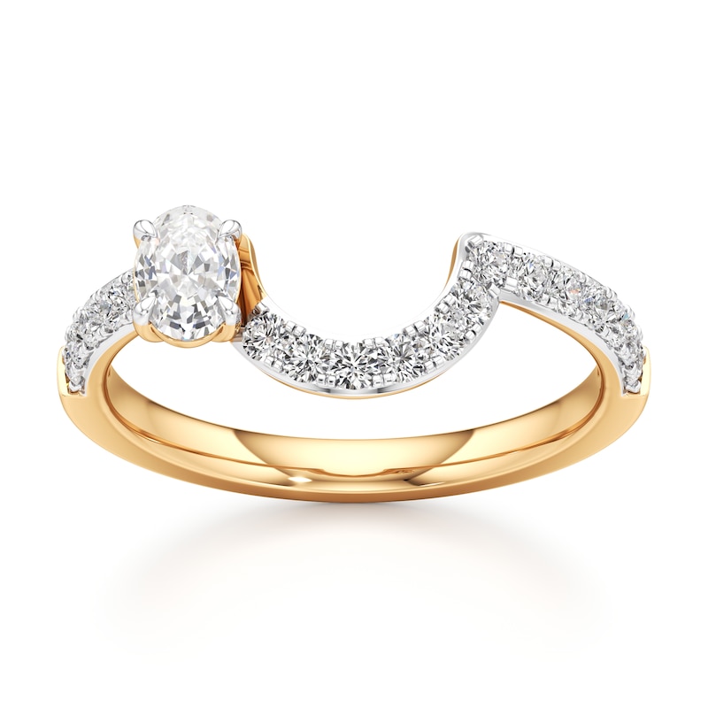 Main Image 1 of J'Lure Oval Step-Cut Lab-Grown Diamond Contour Wedding Band 1/2 ct tw 18K Yellow Gold