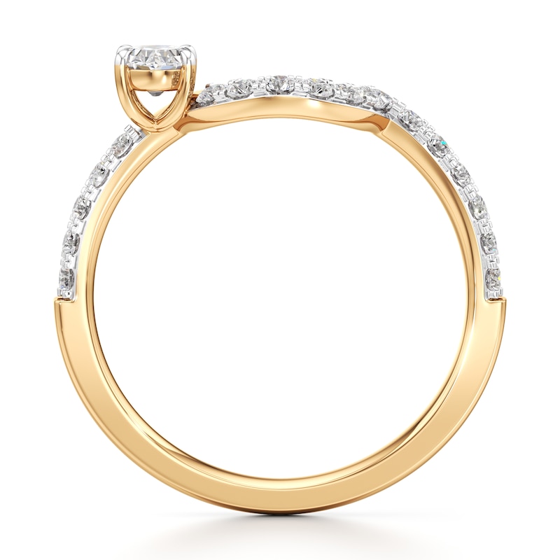 Main Image 2 of J'Lure Oval Step-Cut Lab-Grown Diamond Contour Wedding Band 1/2 ct tw 18K Yellow Gold
