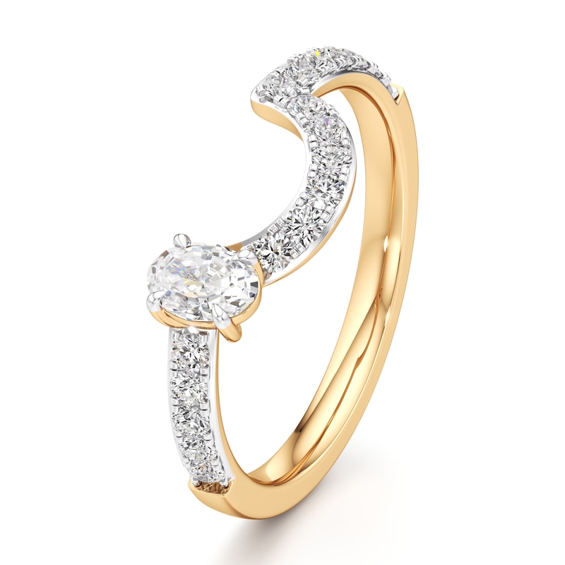 Main Image 4 of J'Lure Oval Step-Cut Lab-Grown Diamond Contour Wedding Band 1/2 ct tw 18K Yellow Gold