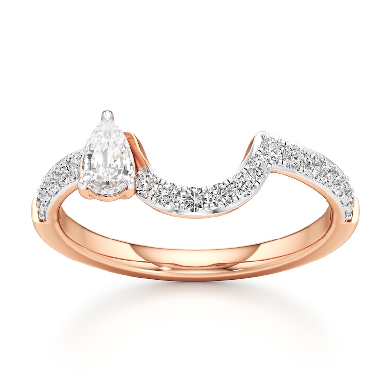 Main Image 1 of J'Lure Pear Step-Cut Lab-Created Diamond Contour Wedding Band 1/2 ct tw 18K Rose Gold