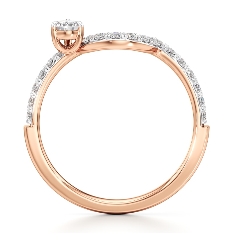 Main Image 2 of J'Lure Pear Step-Cut Lab-Created Diamond Contour Wedding Band 1/2 ct tw 18K Rose Gold