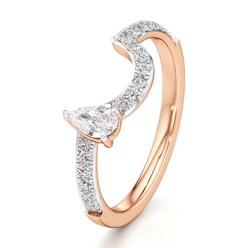 Main Image 4 of J'Lure Pear Step-Cut Lab-Created Diamond Contour Wedding Band 1/2 ct tw 18K Rose Gold