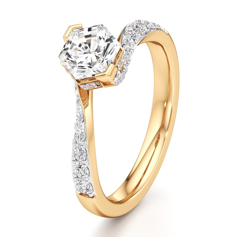 Main Image 4 of J'Lure Hexagon Brilliant-Cut Lab-Grown Diamond Bypass Engagement Ring 1-3/8 ct tw 18K Yellow Gold