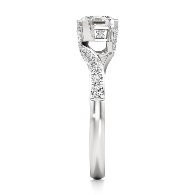 Main Image 3 of J'Lure Octagon Step-Cut Lab-Grown Diamond Bypass Engagement Ring 1-1/3 ct tw 18K White Gold