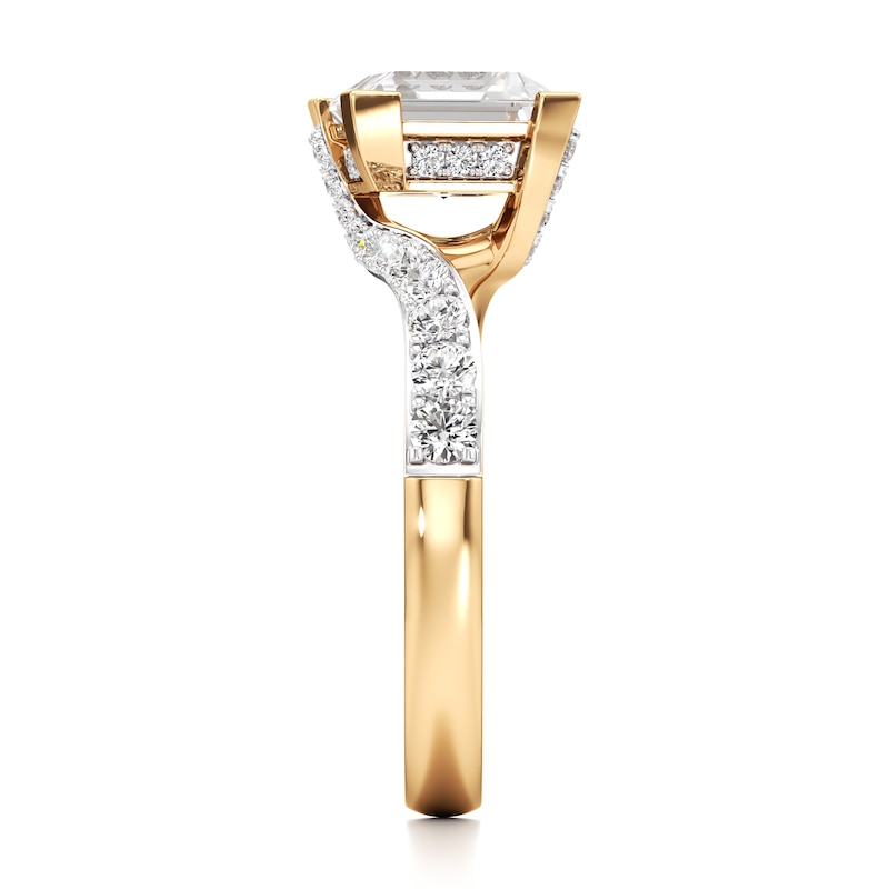 Main Image 3 of J'Lure Carre Step-Cut Lab-Created Diamond Bypass Engagement Ring 2-1/2 ct tw 18K Yellow Gold