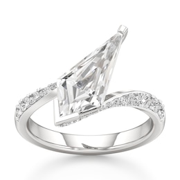 J'Lure Kite Step-Cut Lab-Grown Diamond Bypass Engagement Ring 2-1/2 ct tw 18K White Gold