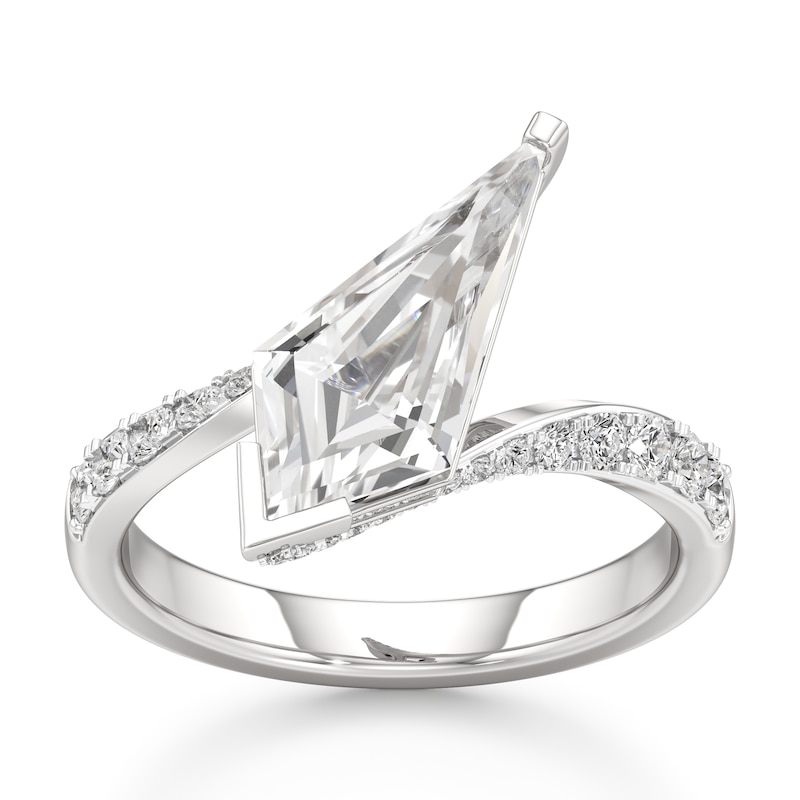 Main Image 1 of J'Lure Kite Step-Cut Lab-Grown Diamond Bypass Engagement Ring 2-1/2 ct tw 18K White Gold
