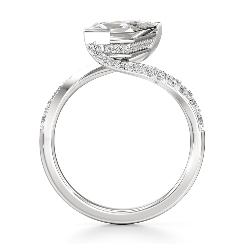 Main Image 2 of J'Lure Kite Step-Cut Lab-Grown Diamond Bypass Engagement Ring 2-1/2 ct tw 18K White Gold