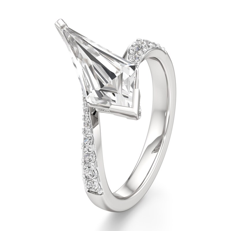 Main Image 4 of J'Lure Kite Step-Cut Lab-Grown Diamond Bypass Engagement Ring 2-1/2 ct tw 18K White Gold