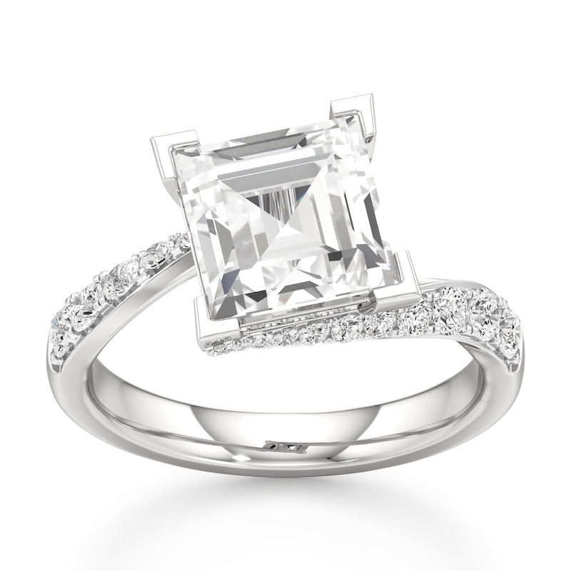 Main Image 1 of J'Lure Carre Step-Cut Lab-Grown Diamond Bypass Engagement Ring 3-1/2 ct tw 18K White Gold