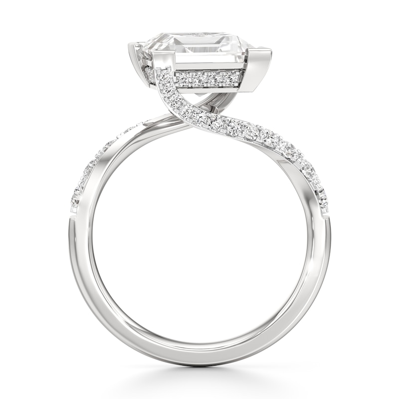 Main Image 2 of J'Lure Carre Step-Cut Lab-Grown Diamond Bypass Engagement Ring 3-1/2 ct tw 18K White Gold