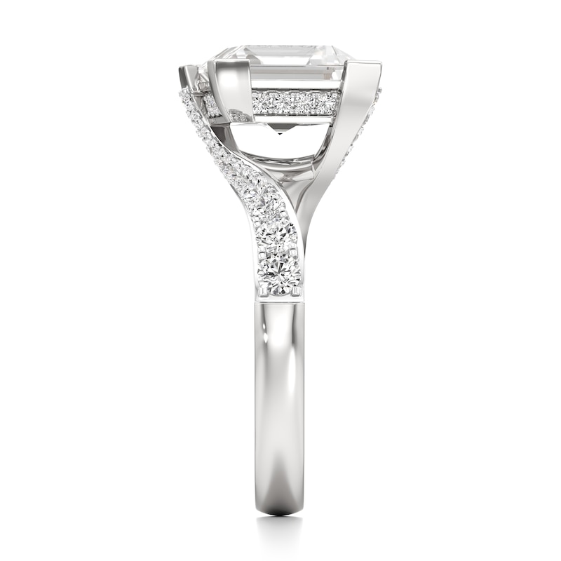 Main Image 3 of J'Lure Carre Step-Cut Lab-Grown Diamond Bypass Engagement Ring 3-1/2 ct tw 18K White Gold