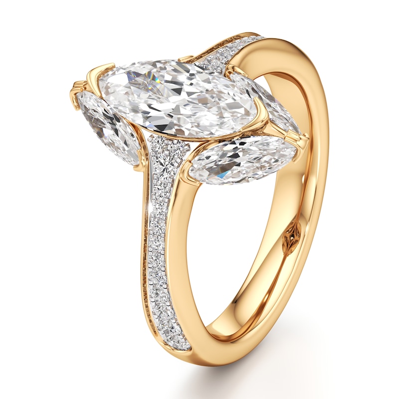 Main Image 4 of J'Lure Moval Old-Cut Lab-Grown Diamond Engagement Ring 2-1/4 ct tw 18K Yellow Gold
