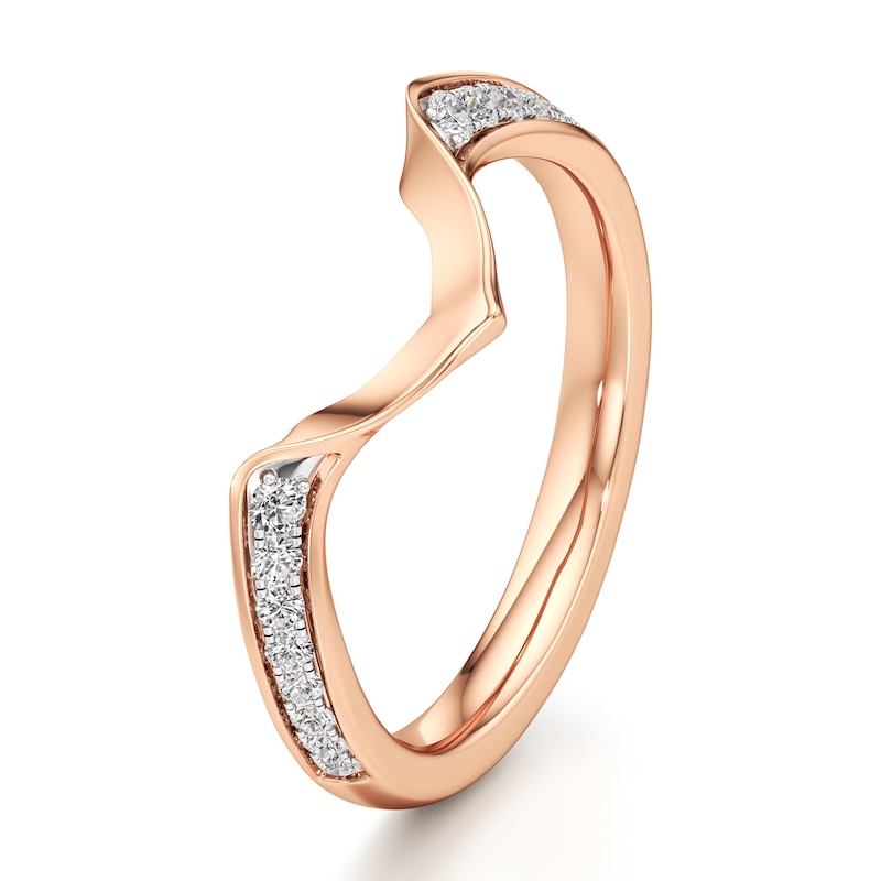 Main Image 4 of J'Lure Lab-Grown Diamond Contour Wedding Band 1/6 ct tw 18K Rose Gold