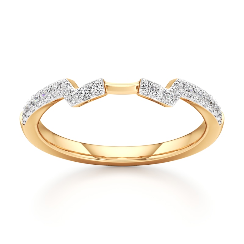 Main Image 1 of J'Lure Lab-Grown Diamond Angled Contour Wedding Band 1/6 ct tw 18K Yellow Gold