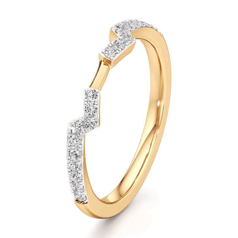 Main Image 4 of J'Lure Lab-Grown Diamond Angled Contour Wedding Band 1/6 ct tw 18K Yellow Gold