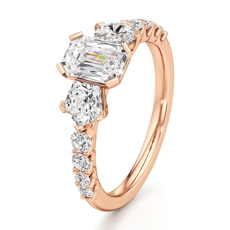 Main Image 4 of J'Lure Imperial-Emerald Step-Cut Lab-Grown Diamond Engagement Ring 2 ct tw 18K Rose Gold