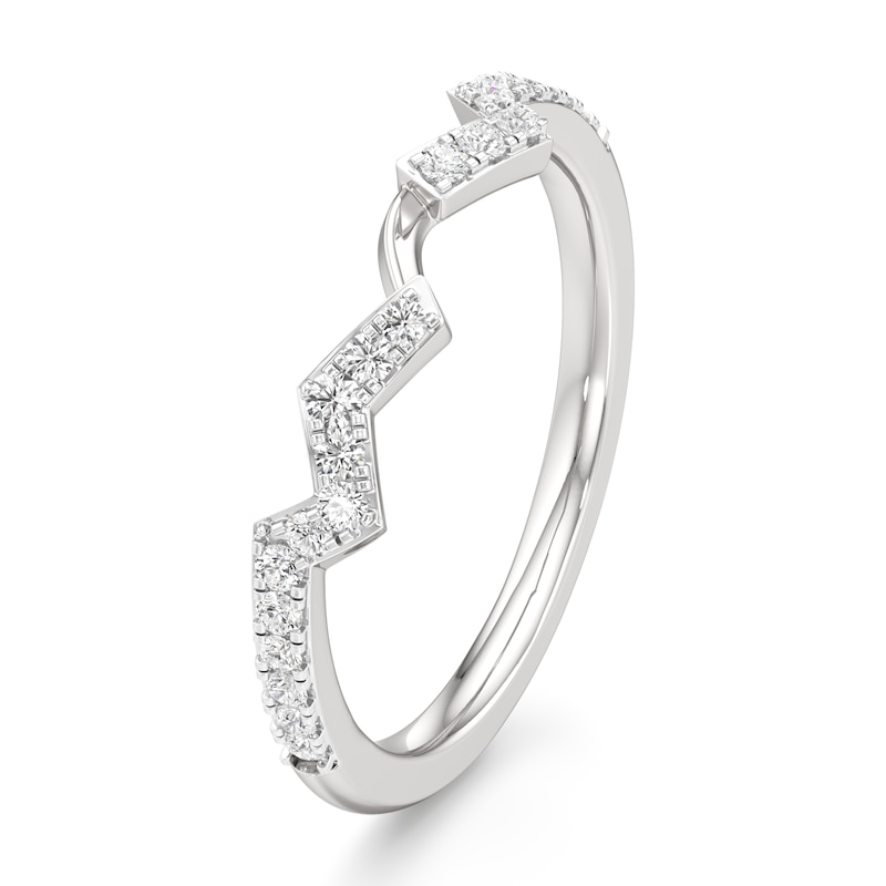 Main Image 4 of J'Lure Lab-Grown Diamond Angled Contour Wedding Band 1/5 ct tw 18K White Gold