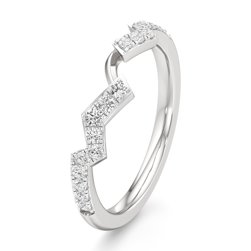 Main Image 4 of J'Lure Lab-Created Diamond Angled Contour Wedding Band 1/4 ct tw 18K White Gold
