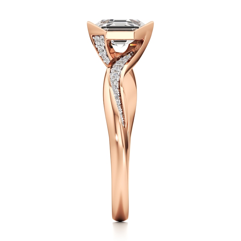 Main Image 3 of J'Lure Hexagon Step-Cut Lab-Grown Diamond Bypass Engagement Ring 1-1/6 ct tw 18K Rose Gold