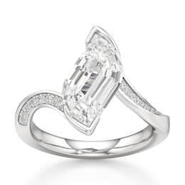 J'Lure Leaf Step-Cut Lab-Grown Diamond Bypass Engagement Ring 3-1/5 ct tw 18K White Gold