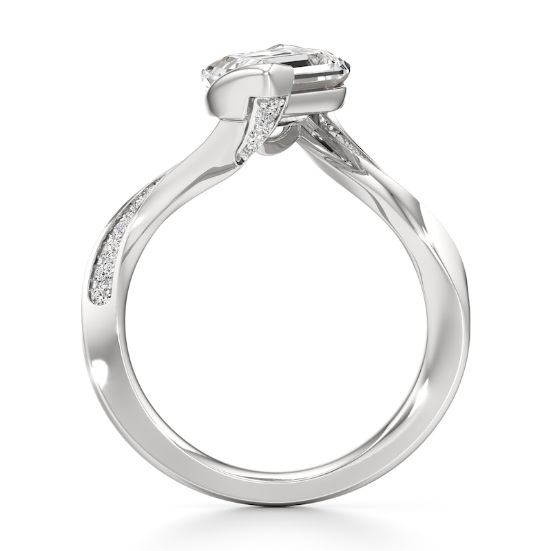 Main Image 2 of J'Lure Leaf Step-Cut Lab-Grown Diamond Bypass Engagement Ring 3-1/5 ct tw 18K White Gold