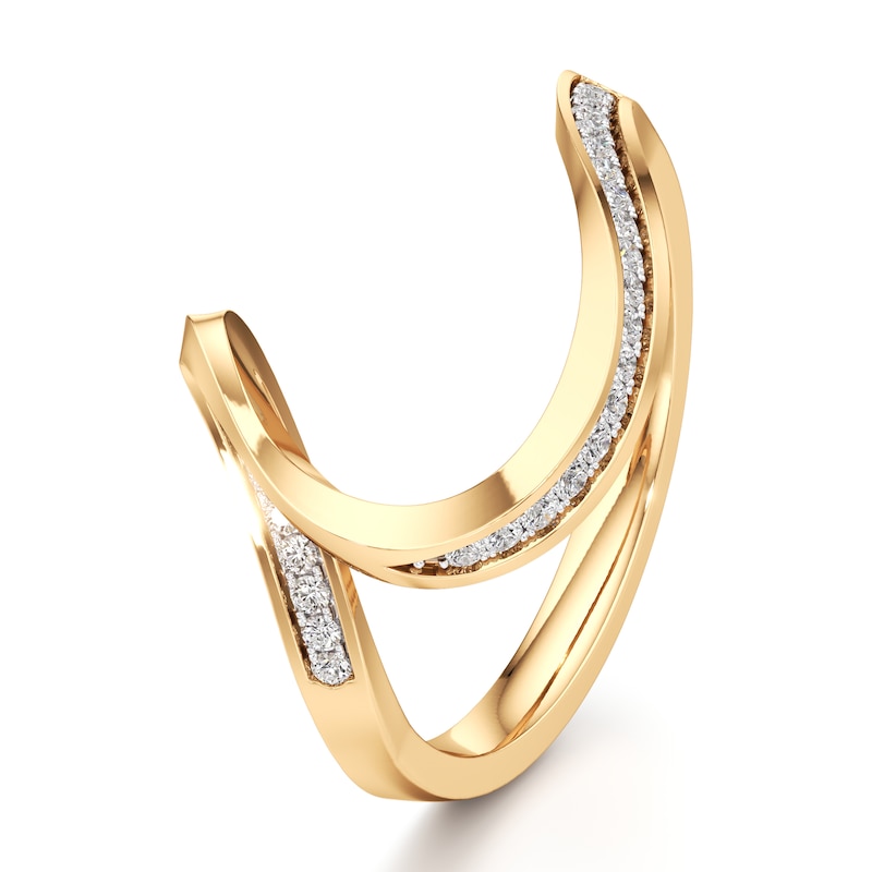 Main Image 4 of J'Lure Lab-Grown Diamond Contour Wedding Band 1/6 ct tw 18K Yellow Gold