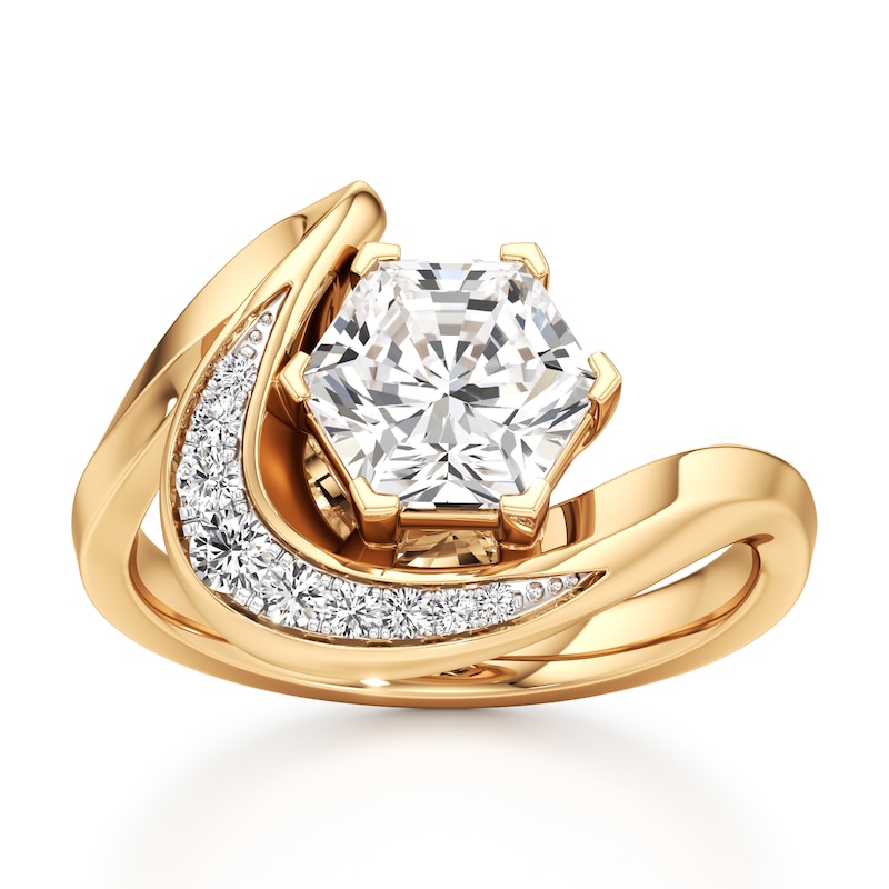 Main Image 1 of J'Lure Hexagon Brilliant-Cut Lab-Grown Diamond Engagement Ring 2 ct tw 18K Yellow Gold